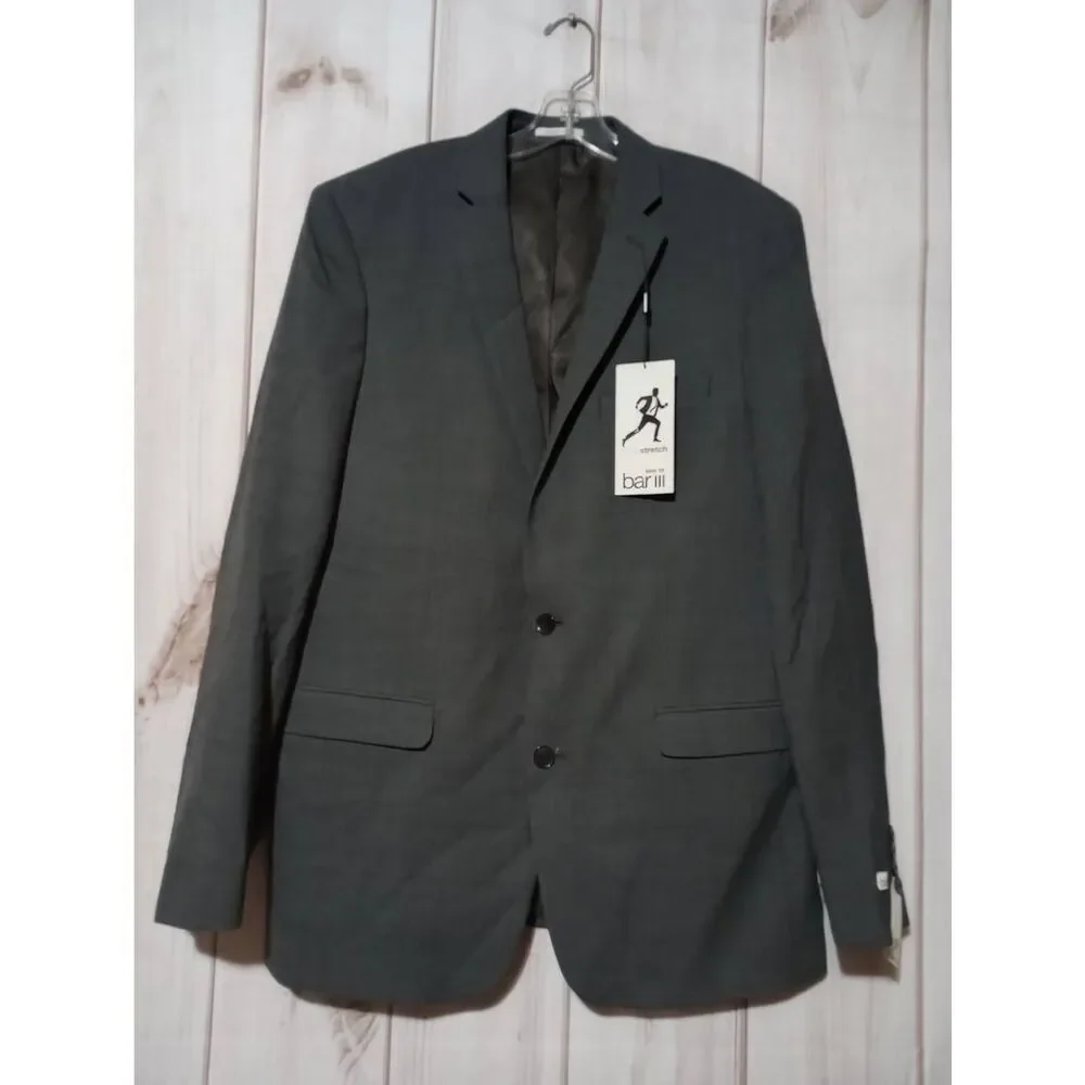 Bar III Blazer Men's 42 Long Gray Wool Blend Stretch‎